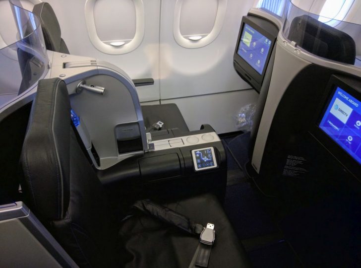 a seat in an airplane