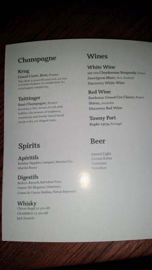 bar menu