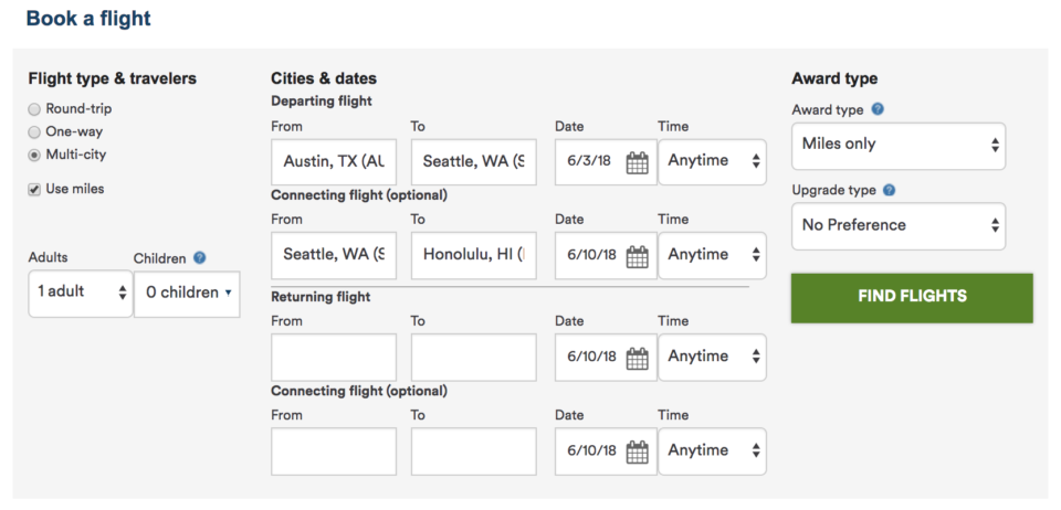 a screenshot of a flight schedule