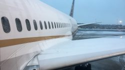 a plane on the runway