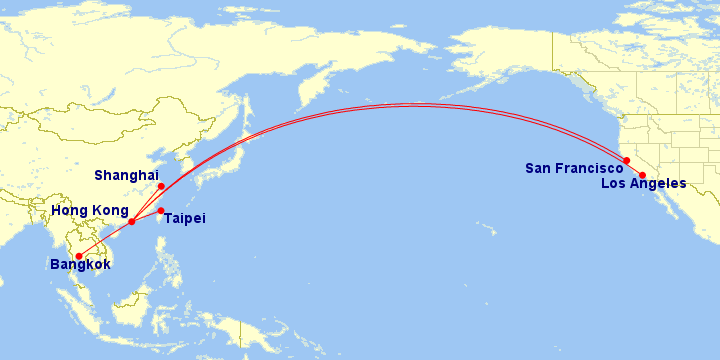 a map of the world with a red line