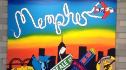 a painting of a city