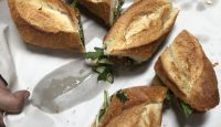 a sandwich on a tray