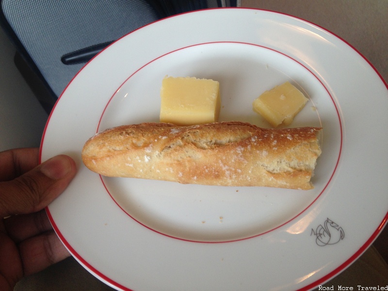 Air France La Première lounge - baguette and cheese