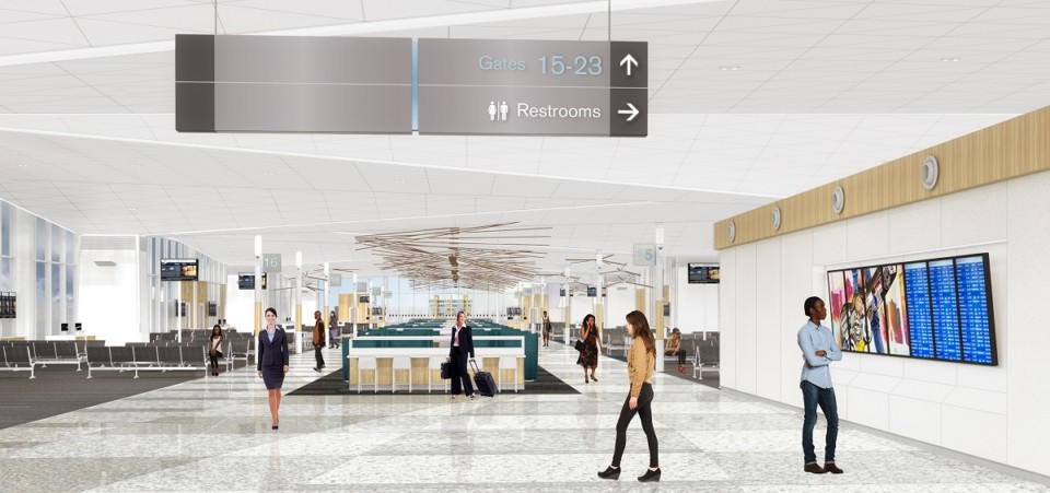people walking in an airport