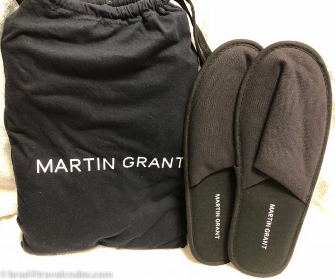 a pair of slippers and a bag