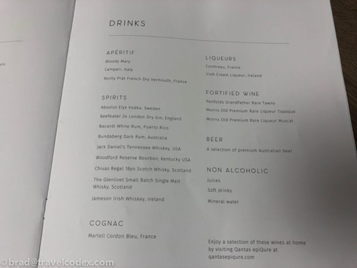 a menu of drinks