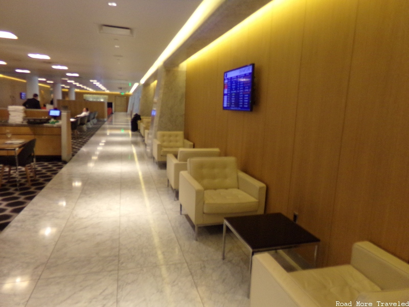 Qantas First Lounge LAX - side wall dining tables