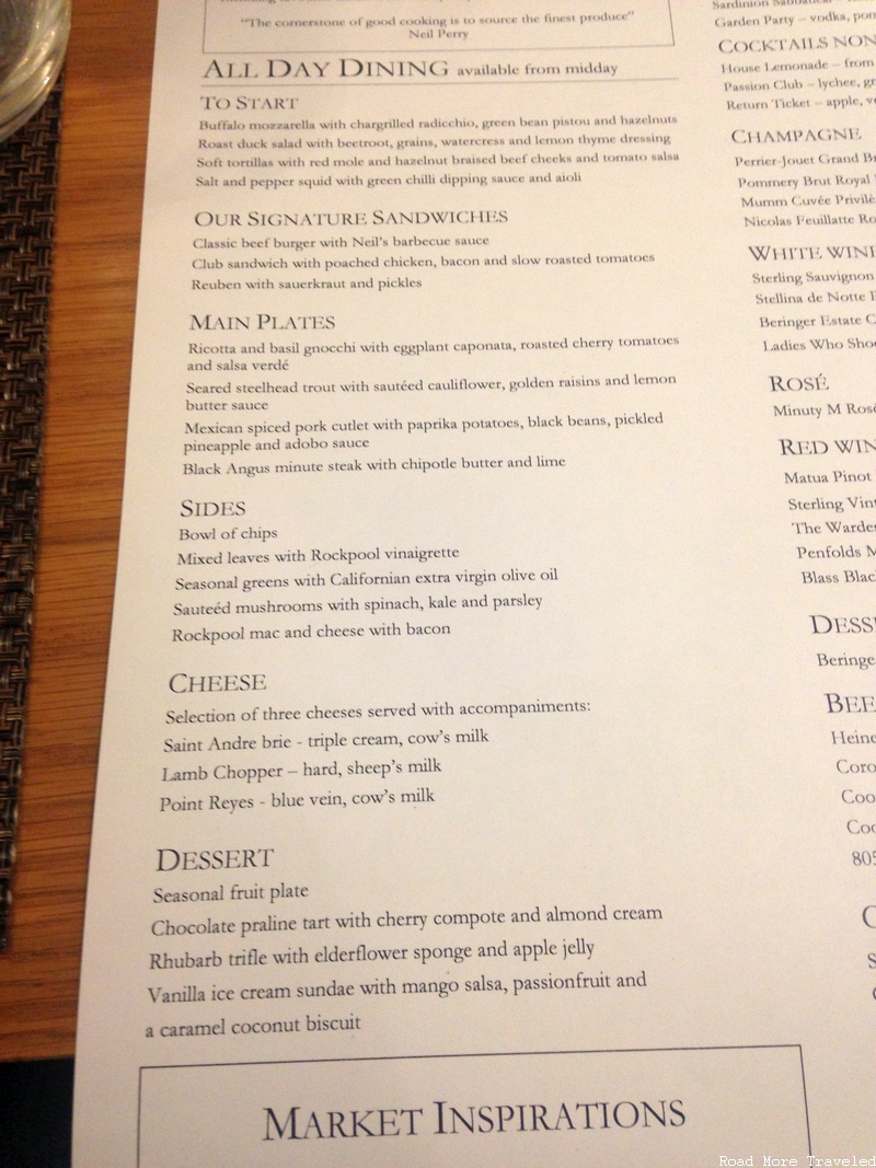 Qantas Lounge LAX - food menu