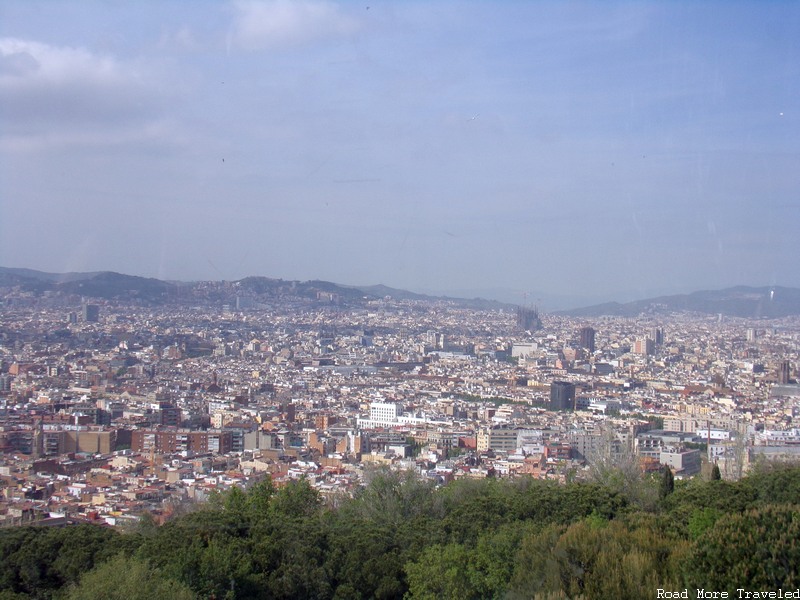 View of Barcelona from Montjuic cable car