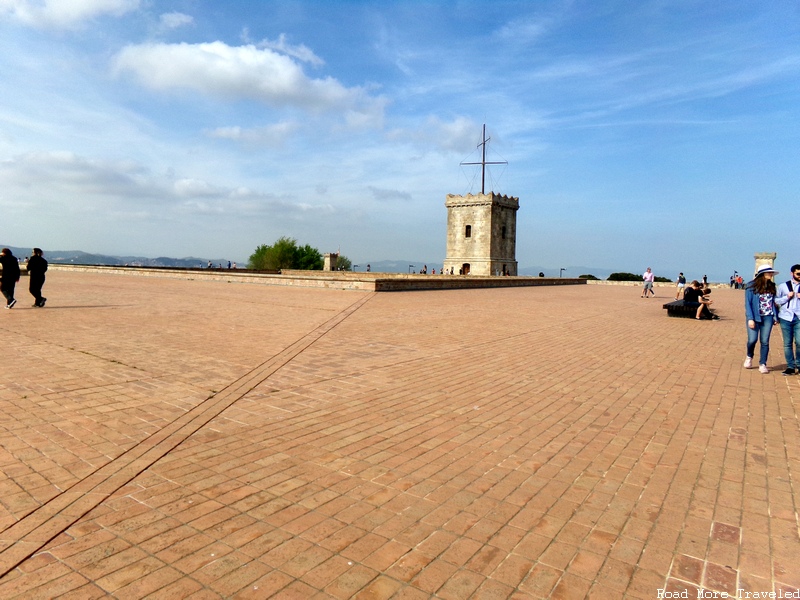 Montjuic Castle - courtyard towards watchtower