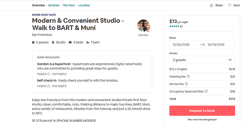 Airbnb SF All-in Price