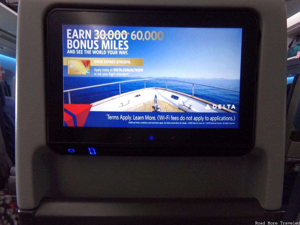 Delta A350 Main Cabin - seatback screen with USB