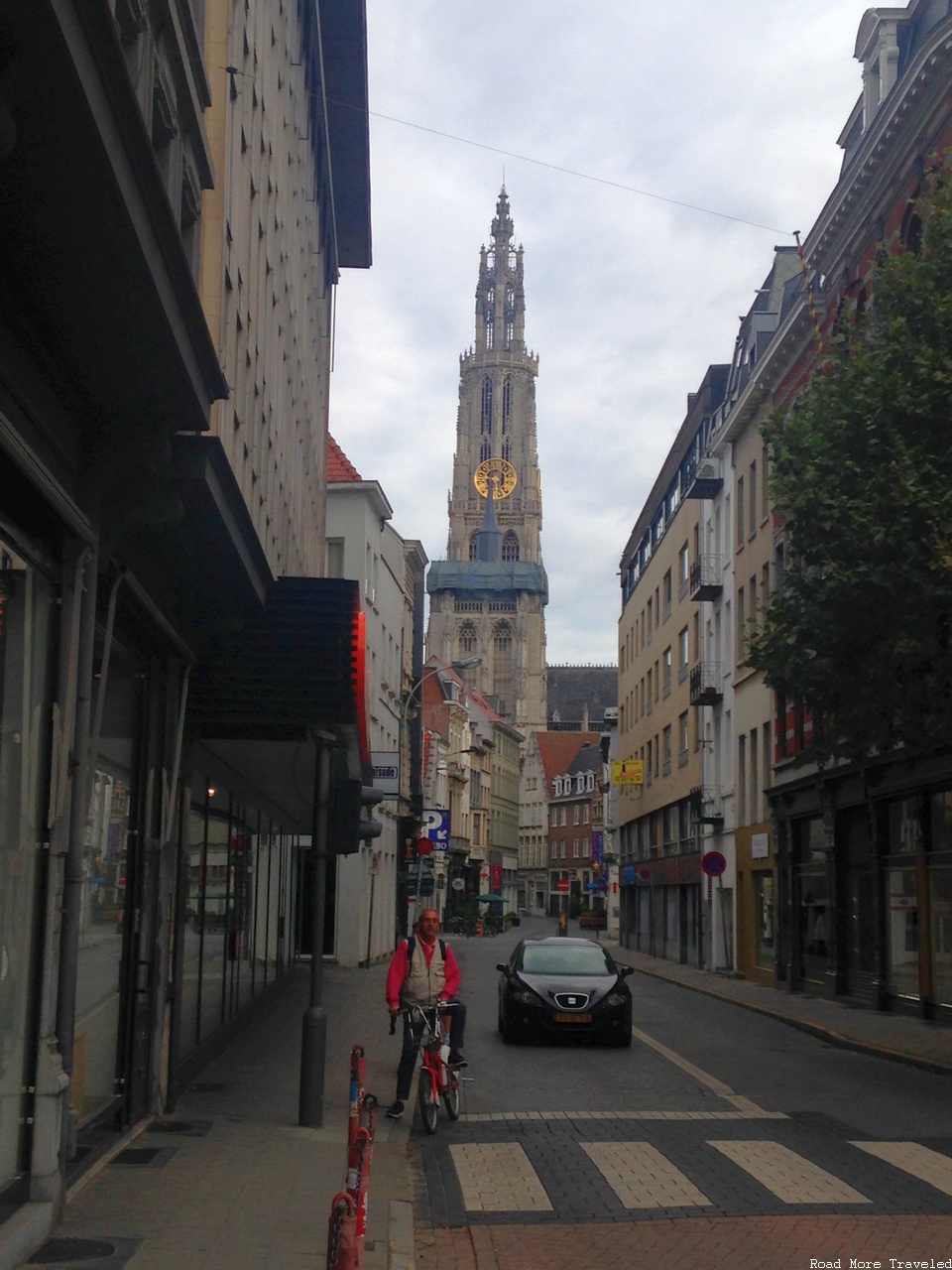 Distant view of Our Lady of Antwerp cathedral