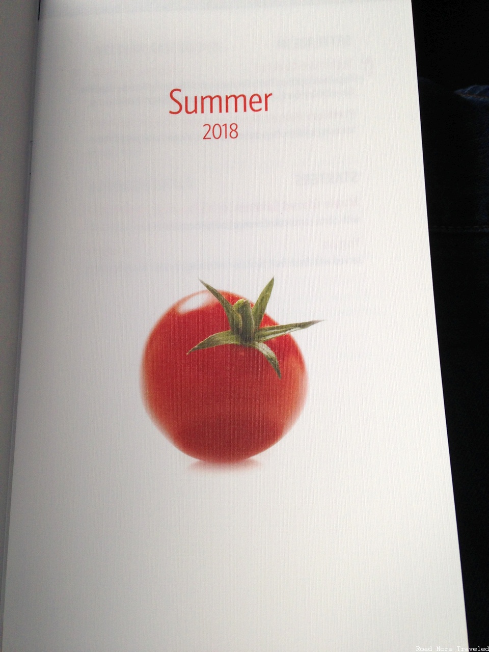 Delta One A350 - summer menu