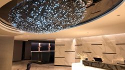 a large chandelier in a lobby