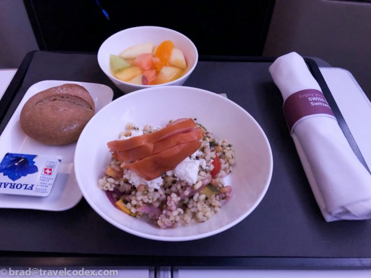 a plate of food on a tray
