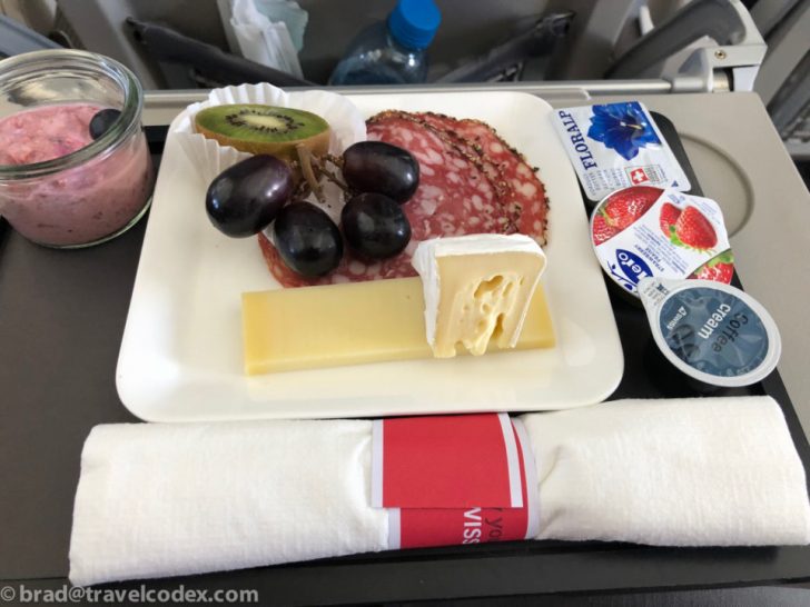 a plate of food on a tray