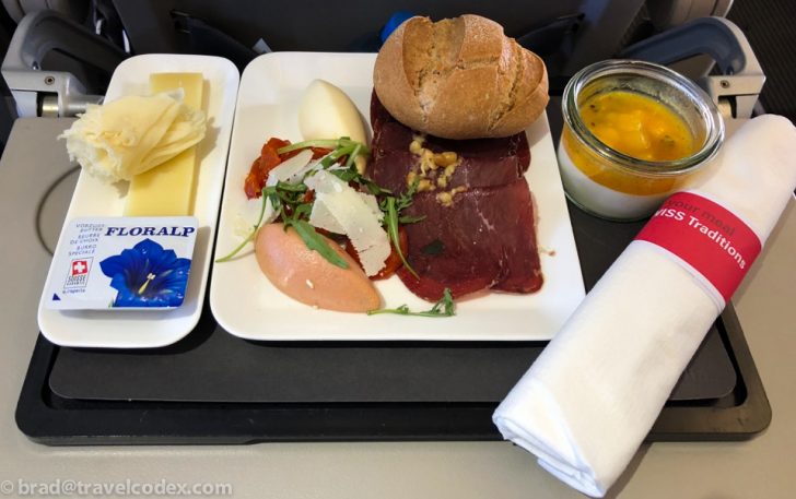 a plate of food on a tray