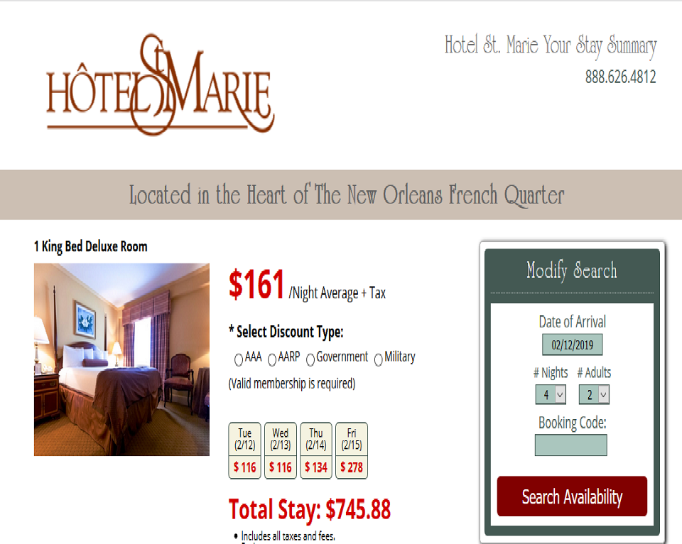 Hotel St. Marie AAA Rate