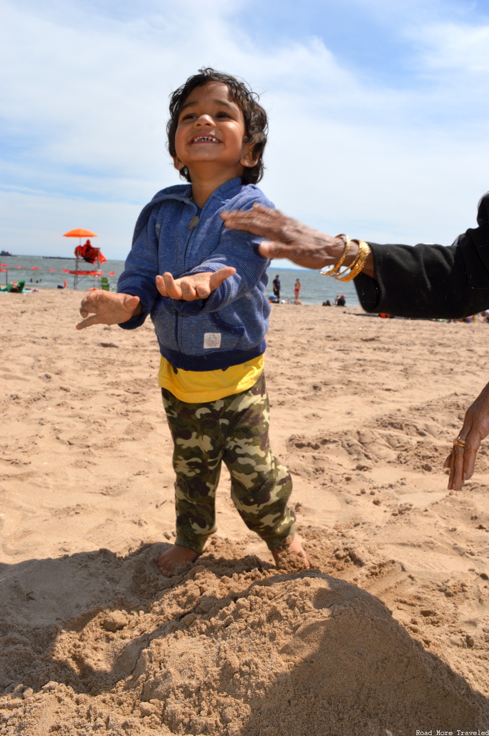 Building sand castles on Coney Island