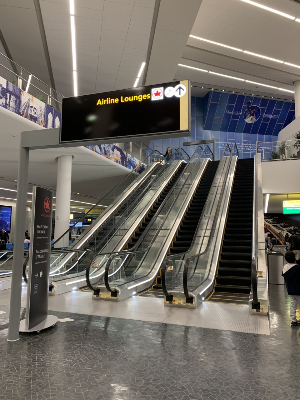 an escalator in a building