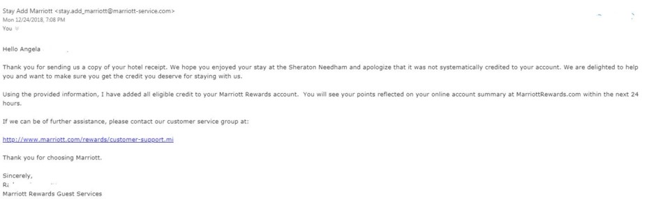 a white email with black text