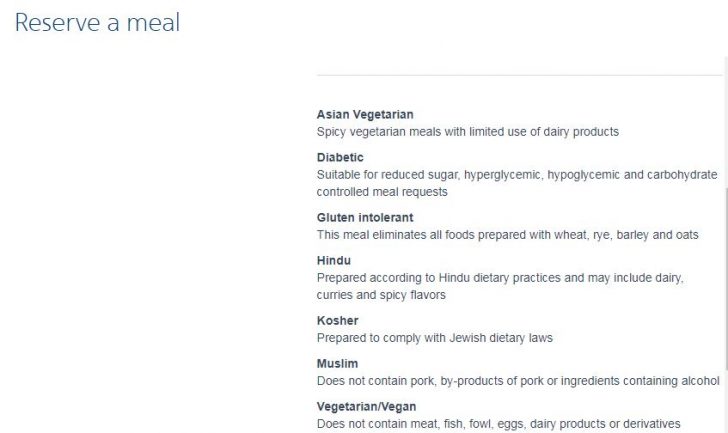 a menu of a meal
