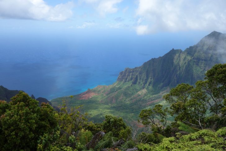 a view of a mountain range and the ocean