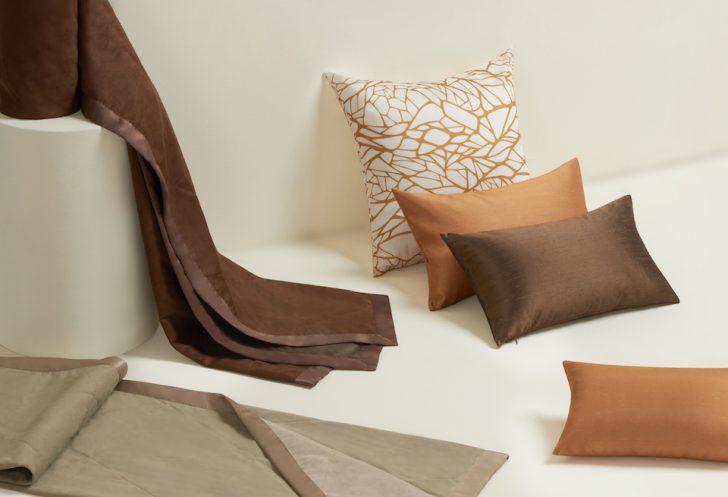a group of pillows and blankets