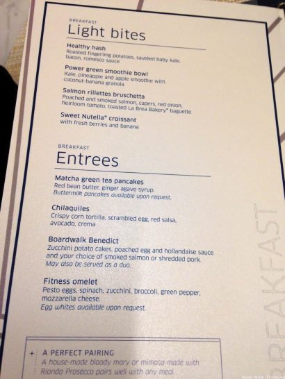 United Polaris Lounge Los Angeles - breakfast menu