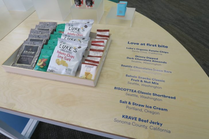a table with a variety of snacks on it