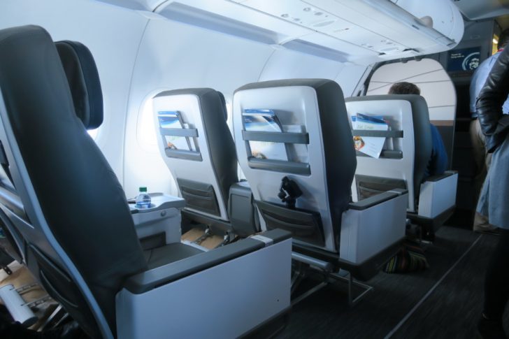 a row of seats in an airplane