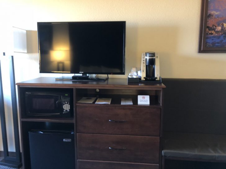 a tv on a counter