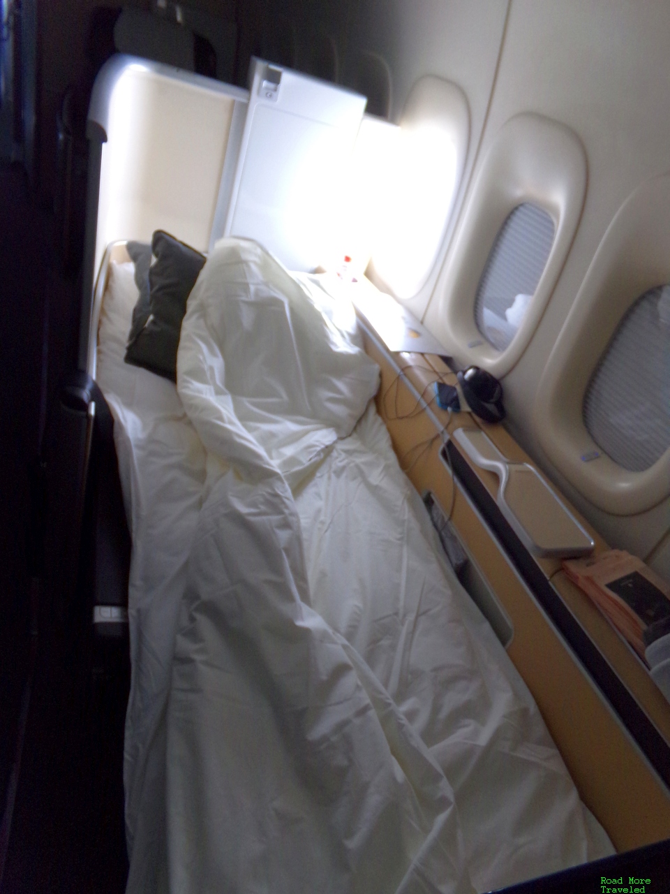 Lufthansa First Class seat - bed mode