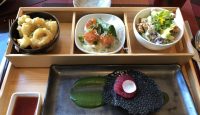 a tray of food on a table