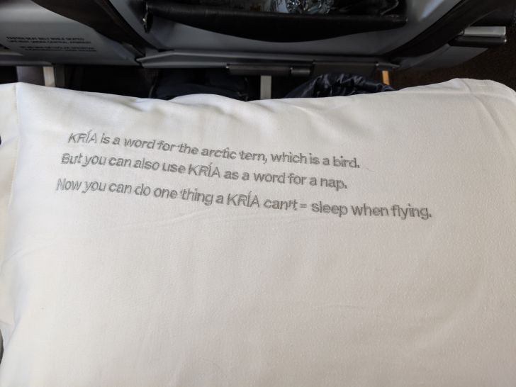 a pillow with text on it