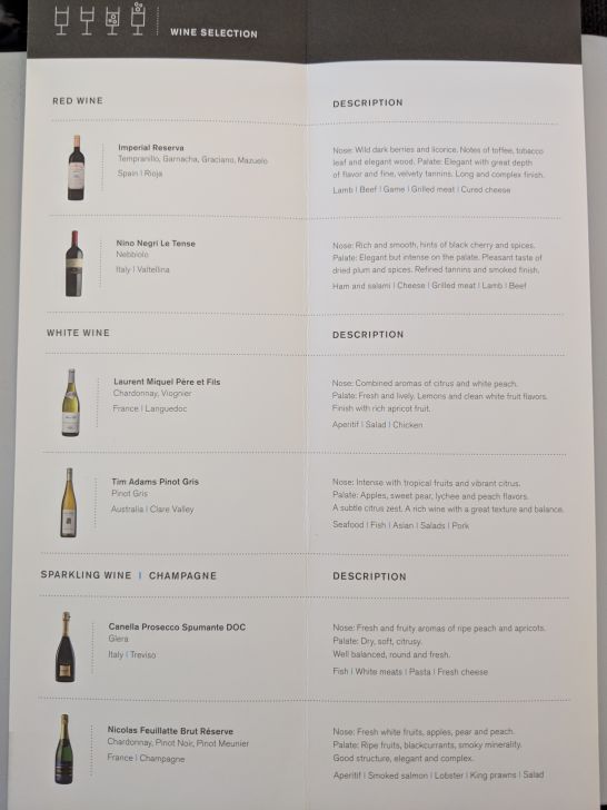 a menu of wine bottles