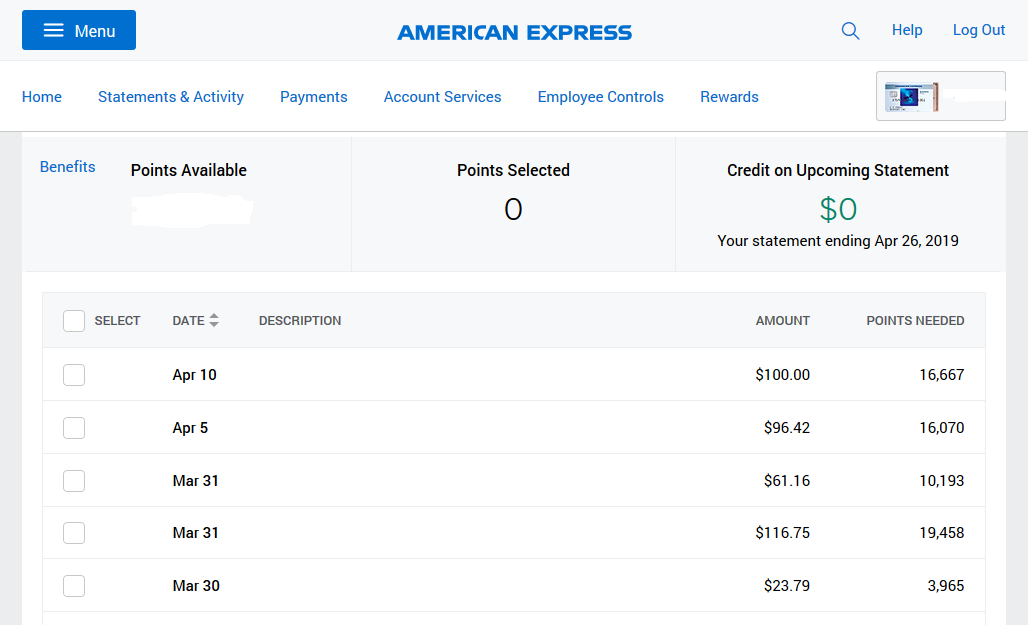 AMEX MR Statement Credit