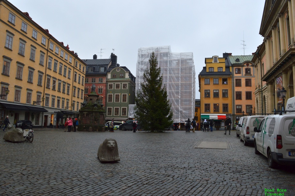 Stortorget Buildings 18-20 behind Christmas tree