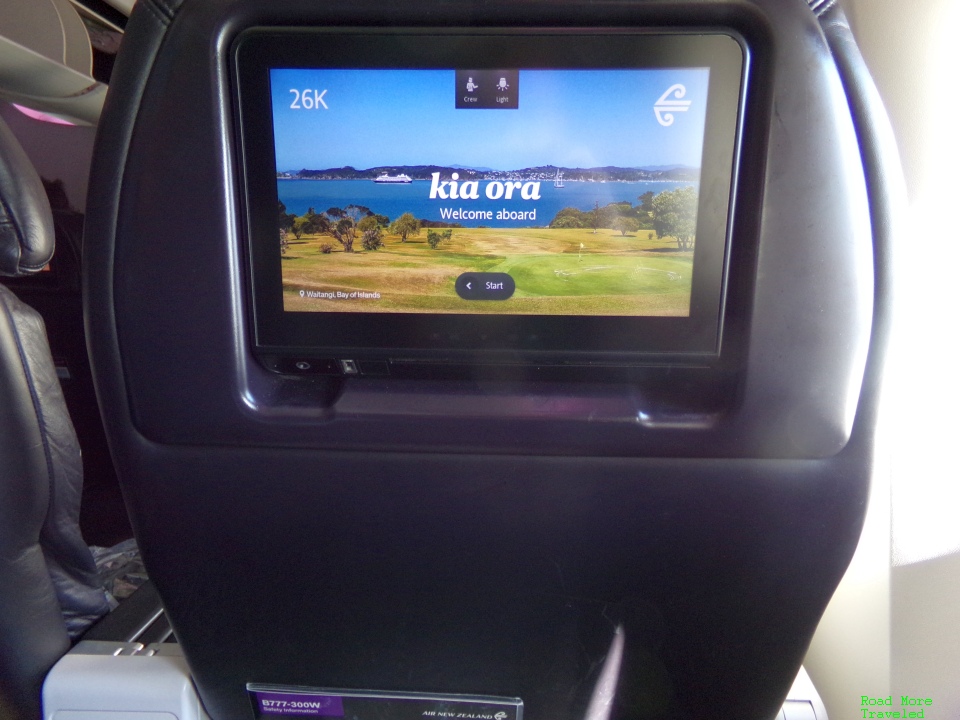 Air New Zealand Premium Economy seatback TV