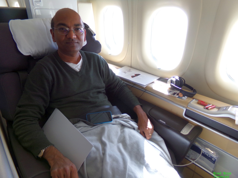Relaxing in Lufthansa First Class