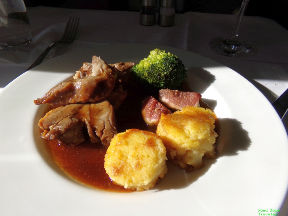 Lufthansa First Class main course - duck leg