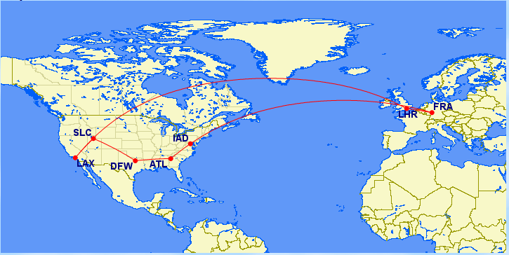 Flight Map DFW-FRA
