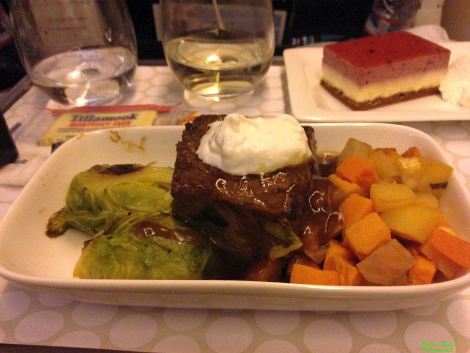 Air New Zealand Premium Economy - beef main course