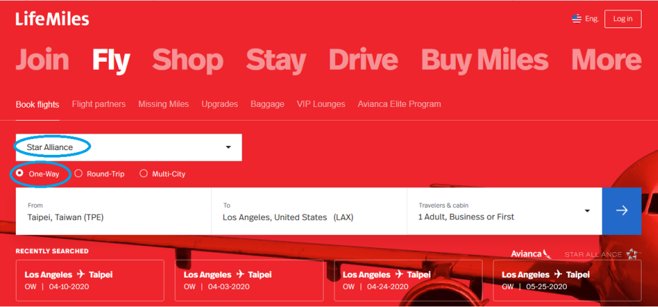 LifeMiles Star Alliance Award search