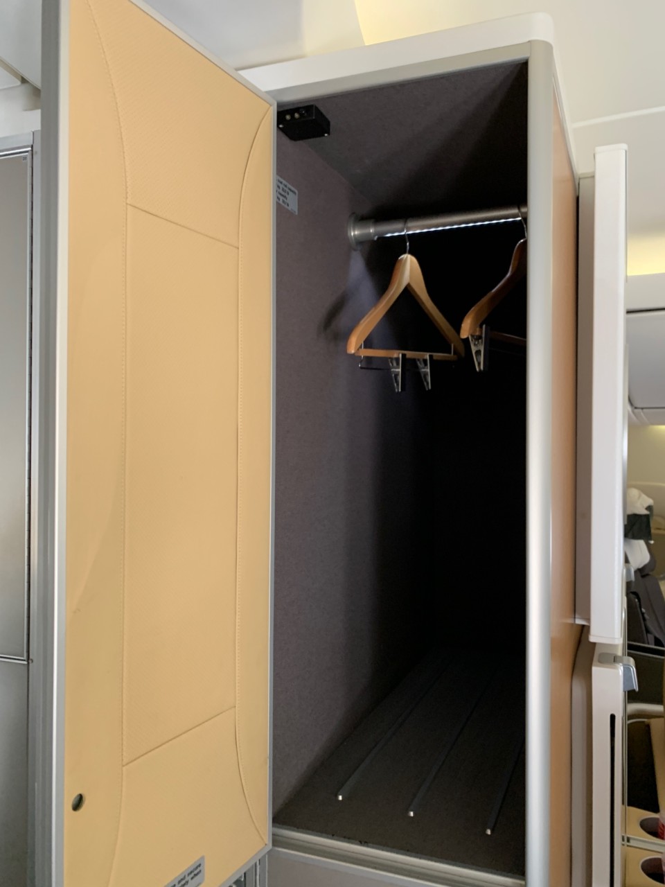 Lufthansa First Class personal storage closet