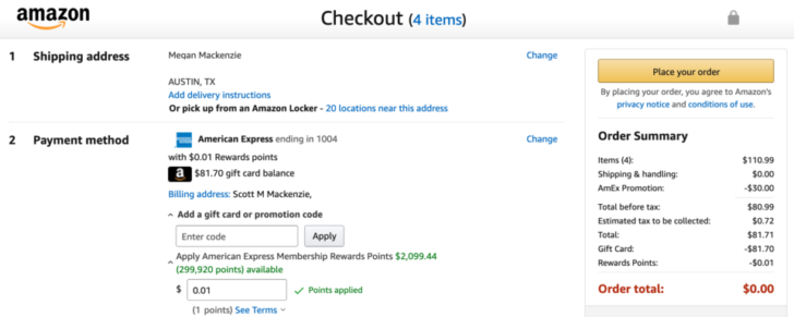 a screenshot of a checkout