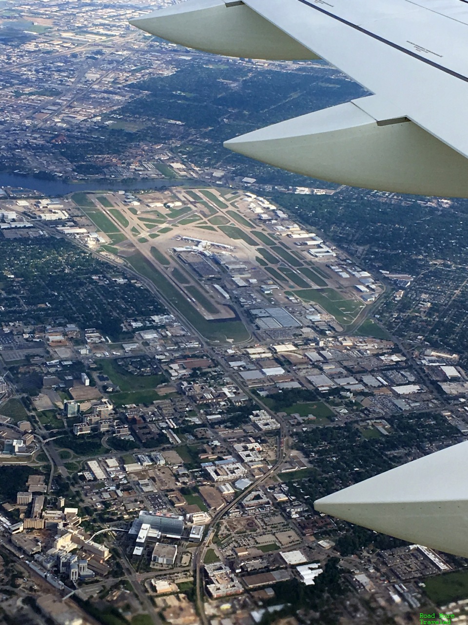 View of Love Field under A220 wing