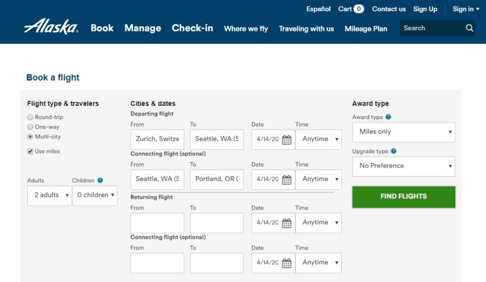 a screenshot of a flight registration